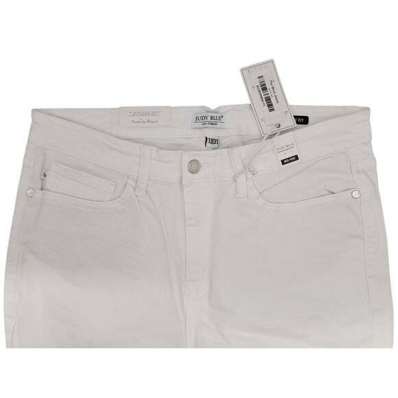 Judy Blue Women 13/31 Wht Mid-Rise Skinny Fit Wren Jeans Size Stretch Destroyed - Picture 3 of 11